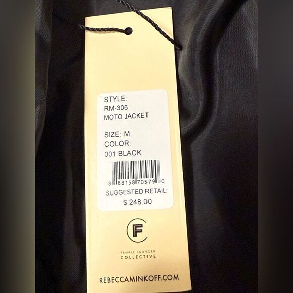 NWT Rebecca Minkoff Vegan Leather Black Crop Woman’s Moto Jacket. Size Medium. - Picture 7 of 8